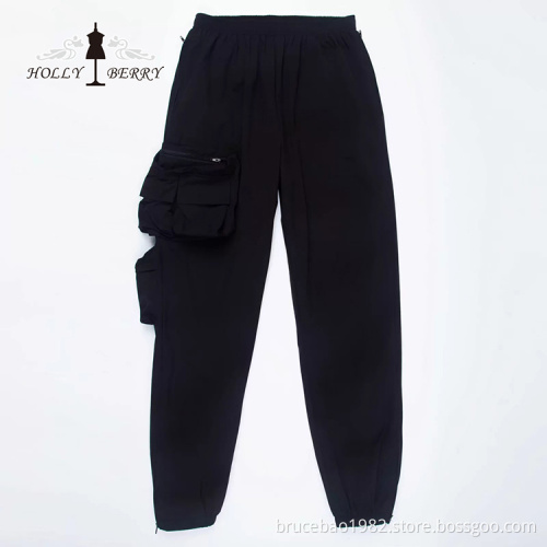 Loose Sports Running Pants Women men Black Gray with Pocket Elastic Waist